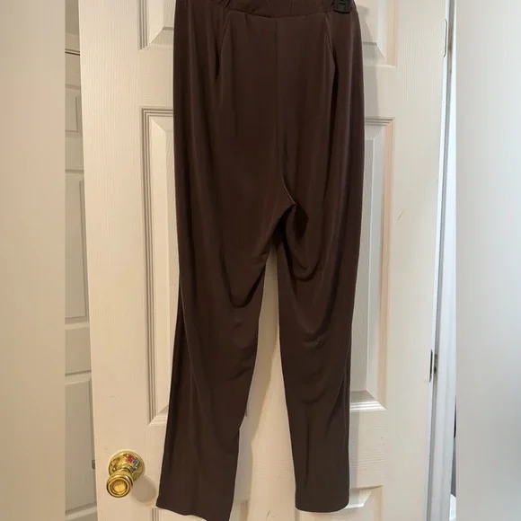 Zenana Outfitters Dark Brown Pull-On Straight Leg Trousers - Picture 2 of 7